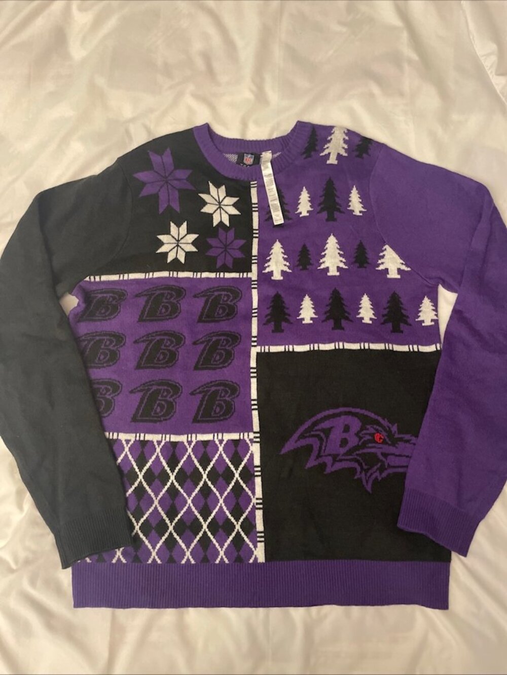 FOCO Baltimore Ravens NFL Busy Block Ugly Christmas Sweater Men’s/Unisex XL